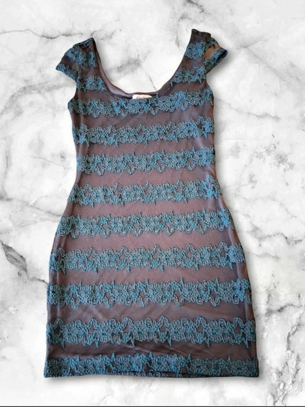 Candie's Lace Stripe Mini Dress Size XS Like New